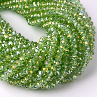 Cristalli Rondella Verde Lime Trasparente Aurora Boreale 6mm - Filo da 40 cm | Sarobidy