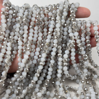 Cristalli Rondella Grigio Chiaro e Argento Bicolore 6mm - Filo da 40 cm | Sarobidy