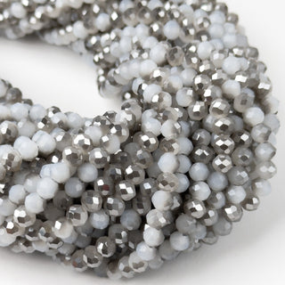 Cristalli Rondella Grigio Chiaro e Argento Bicolore 6mm - Filo da 40 cm | Sarobidy