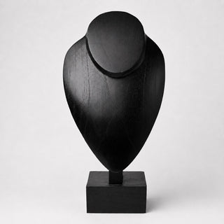 Espositore Busto per Collane in Legno Nero con Base 30 cm