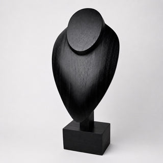 Espositore Busto per Collane in Legno Nero con Base 30 cm