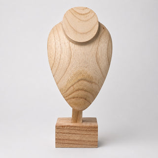 Espositore Busto per Collane in Legno Naturale con Base 30 cm