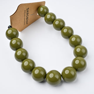 Perle in Resina Tonde 17mm Verde Militare - Filo da 25 cm | Sarobidy