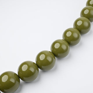 Perle in Resina Tonde 25mm Verde Militare - Filo da 25 cm | Sarobidy