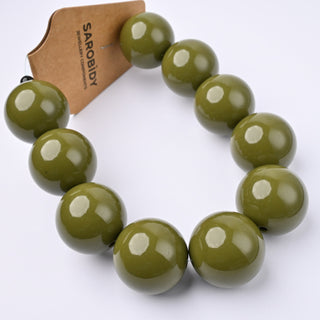 Perle in Resina Tonde 25mm Verde Militare - Filo da 25 cm | Sarobidy