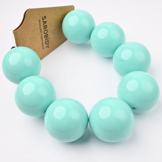 Perle in Resina Tonde 30mm Verde Menta - Filo da 25 cm | Sarobidy