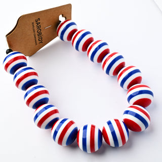 Perle in Resina Tondo Rosso Blu e Bianco 20mm