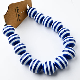 Perle in Resina Tondo Blu e Bianco 20mm