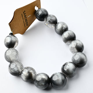 Perle in Resina Tondo Grigio Lattiginoso Glitterato 20mm