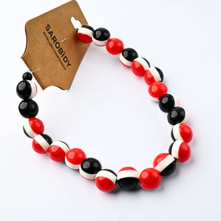 Perle in Resina Tondo Rosso e Nero 12mm