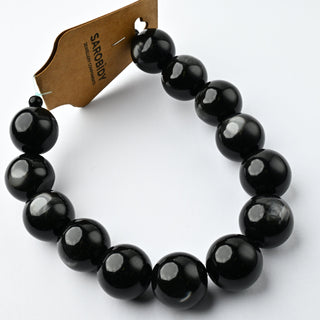 Perle in Resina Tondo Nero Lattiginoso 20mm