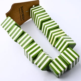 Perle in Resina Quadrato Verde e Bianco 20x20mm