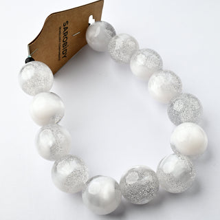 Perle in Resina Tondo Bianco Lattiginoso Glitterato 20mm