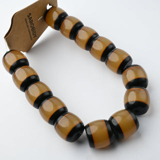 Perle in Resina Barilotto Beige Marrone e Nero 19x17mm