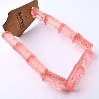 Perle in Resina Rettangolo Rosa Glitterato 24x20x12mm