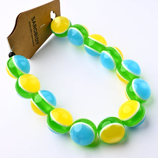 Perle in Resina Tondo Giallo Blu e Verde 19mm