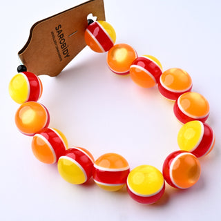 Perle in Resina Tondo Giallo Rosso e Arancione 19mm