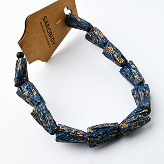 Perle in Resina Irregolare Blu e Bronzo 22x8mm