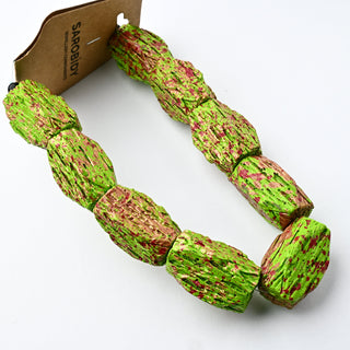 Perle in Resina Irregolare Verde e Rosso 28x15mm