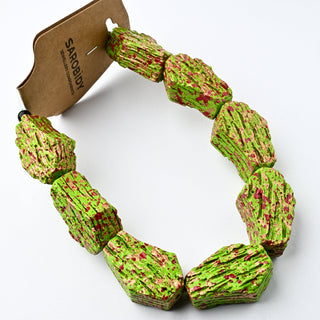 Perle in Resina Irregolare Verde e Rosso 30x20mm