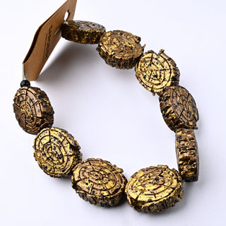 Perle in Resina Ovale Nero e Oro 28x22mm