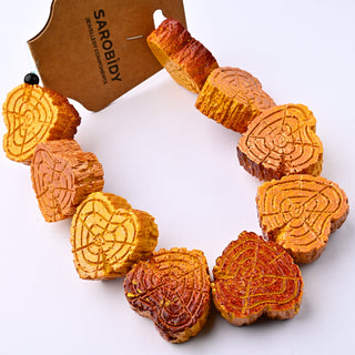 Perle in Resina Cuore Rosso e Giallo 30x12mm