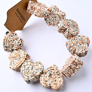 Perle in Resina Cuore Bianco e Rame 30x12mm