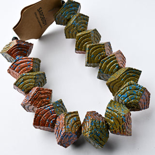 Perle in Resina Irregolare Verde e Rame 28x15mm