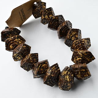 Perle in Resina Irregolare Marrone e Oro 28x15mm