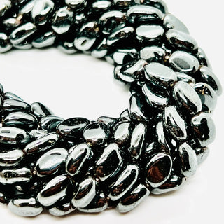 filo di ematite naturale piombo metallizzato 8 mm x 6 mm - Perle Pietre Dure per Bigiotteria e Gioielli