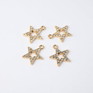 Ciondoli Smaltati Stella Strass Oro 15mm