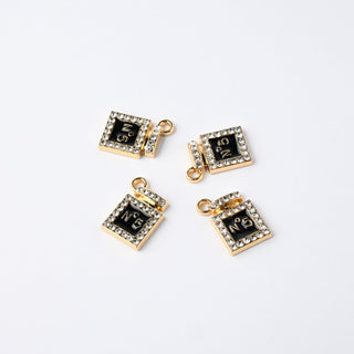 Ciondoli Smaltati Profumo Nero Strass 9mm