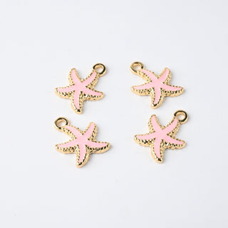 Ciondoli Smaltati Stella Rosa 14mm