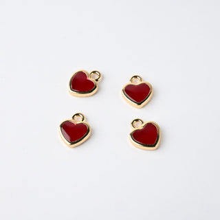 Ciondoli Smaltati Cuore Bordeaux 10x9mm