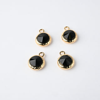 Ciondoli Smaltati Tondo Nero Oro 11,5mm