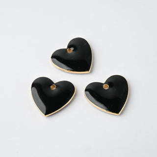 Ciondoli Smaltati Cuore Nero 20mm