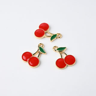 Ciondoli Smaltati Ciliegie Rosso 17x15mm