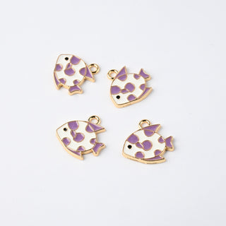 Ciondoli Smaltati Pesciolino Bianco e Viola 16x13mm