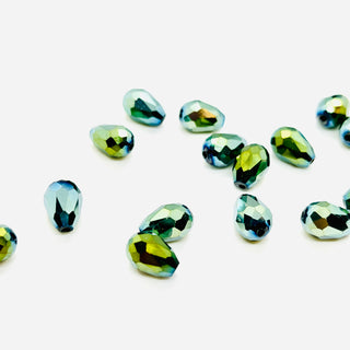 cristalli goccia colore verde e oro metalizzato 11 mm x 8 mm - 14pz