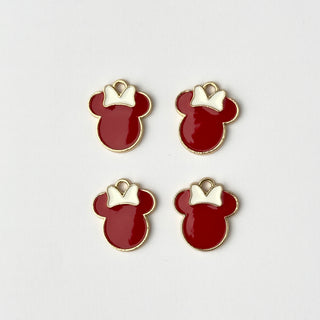 Pendente Smaltato Orecchie Minnie Rosso - 16 mm