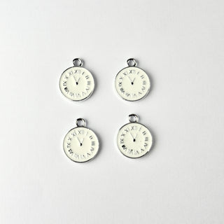 Pendente Smaltato Orologio Bianco - 18mm