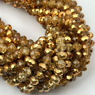 Cristalli Rondella Topazio Dorato e Trasparente 8mm - Filo da 40 cm | Sarobidy