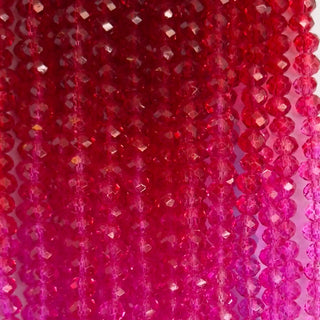 filo di cristallo cipolla 4 mm colore trasparente degradé rosso e fucsia - 1 filo