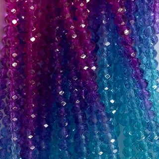 filo di cristallo cipolla 4 mm colore trasparente degradé blu e violetto - 1 filo