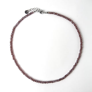 Collana Girocollo di Cristalli Viola Trasparente da 4mm con Estensione 5 cm