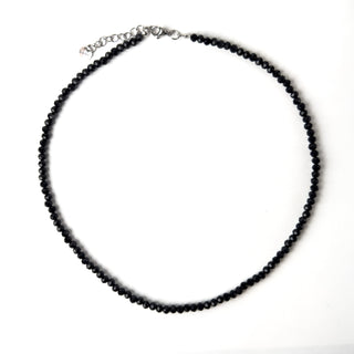 Collana Girocollo di Cristalli Nero da 4mm con Estensione 5 cm