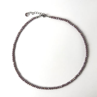 Collana Girocollo di Cristalli Viola Chiaro Boreale da 4mm con Estensione 5 cm