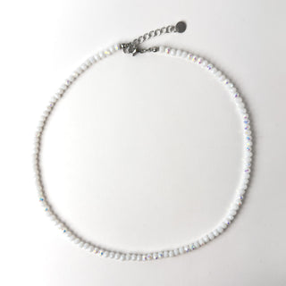 Collana Girocollo di Cristalli Bianco Pieno Boreale da 4mm con Estensione 5 cm