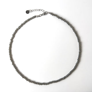 Collana Girocollo di Cristalli Grigio Opal da 4mm con Estensione 5 cm