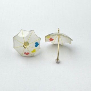 Pendente Ombrello Bianco Panna Cuoricini - 25mm